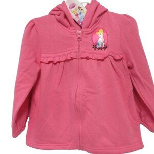 Disney Girls 2T Hooded Pink Zip Long Sleeve Sweatshirt True Love's First Kiss